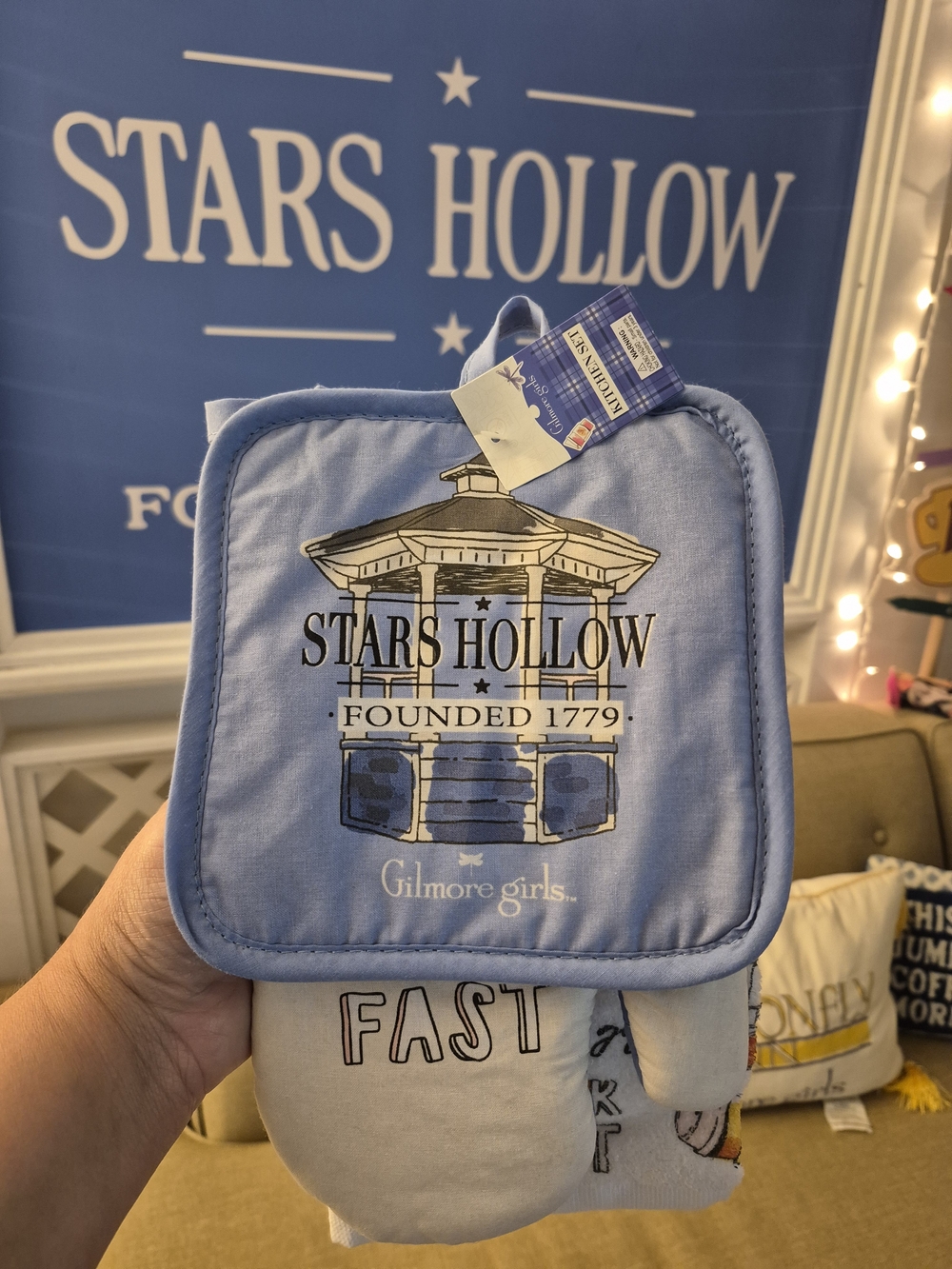 Stars Hollow Gilmore Girls Blue Potholder Set
